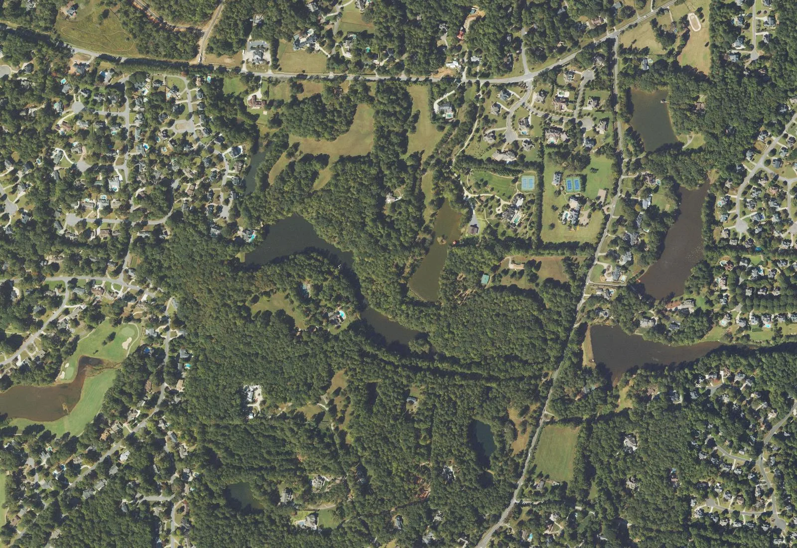 Aerial view of the woods, pastures and ponds between King Road and Cox Road in south Milton, the area of the proposed Brookecrest lots.