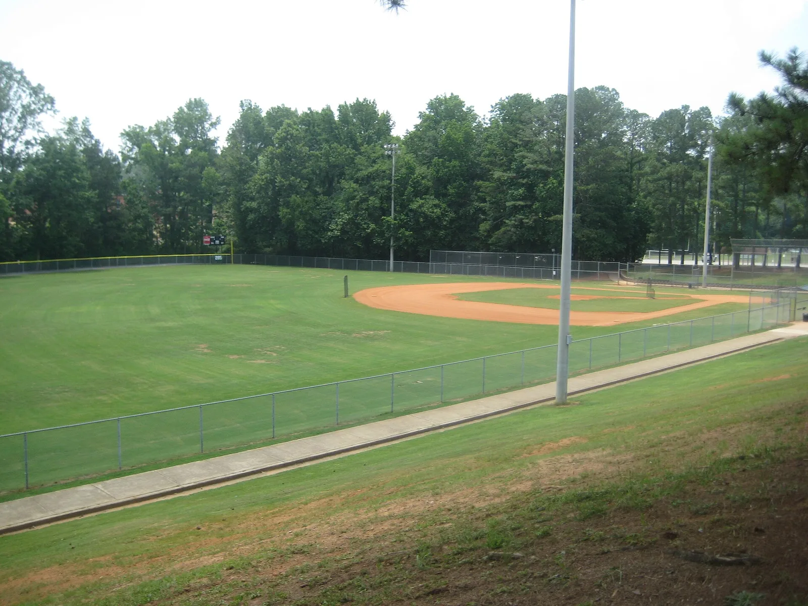 A ballfield at Roswell Area Park on Woodstock Road, inside the Crabapple Middle zone