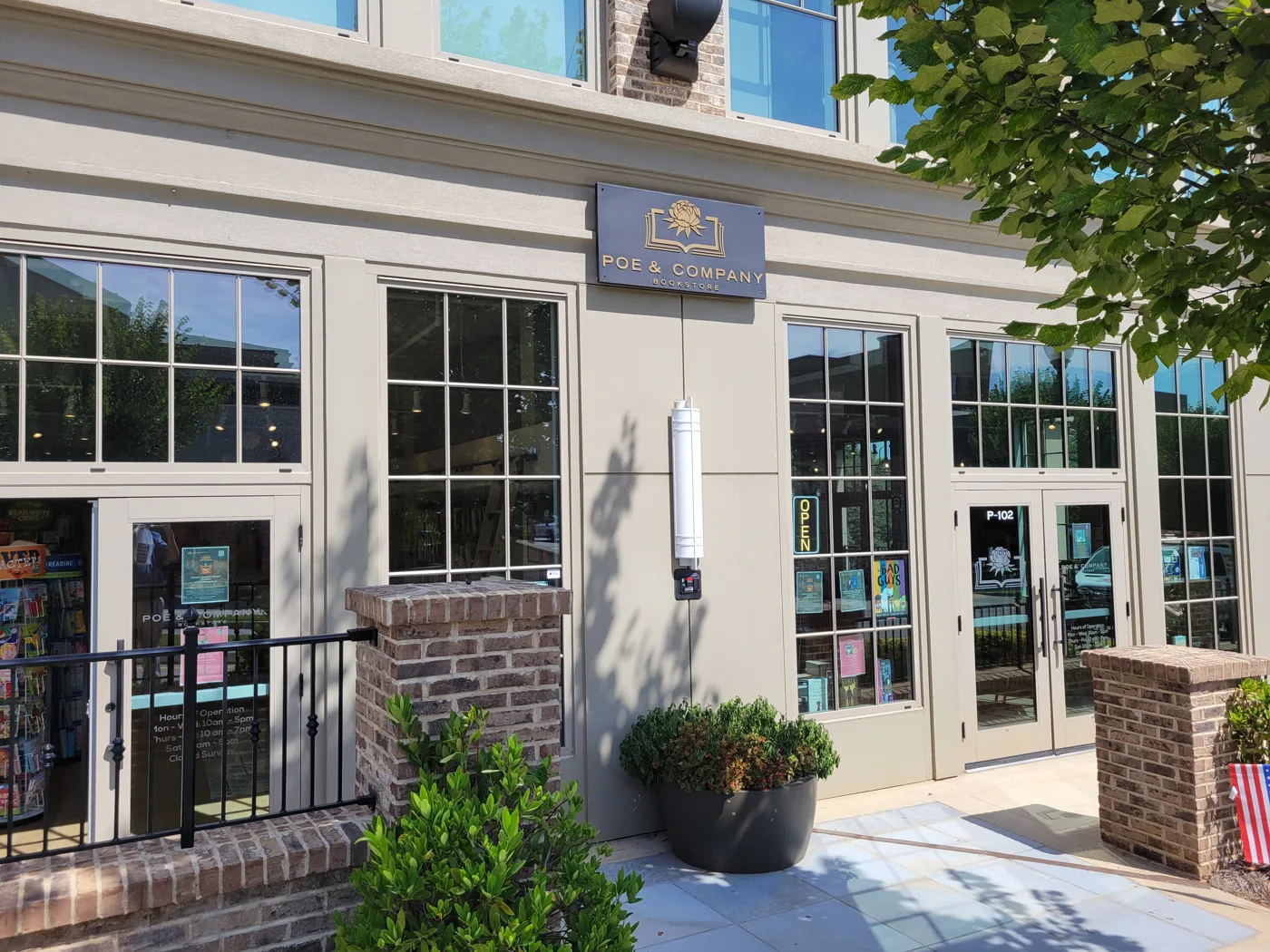 Poe & Company Bookstore on a downtown Crabapple street in Milton